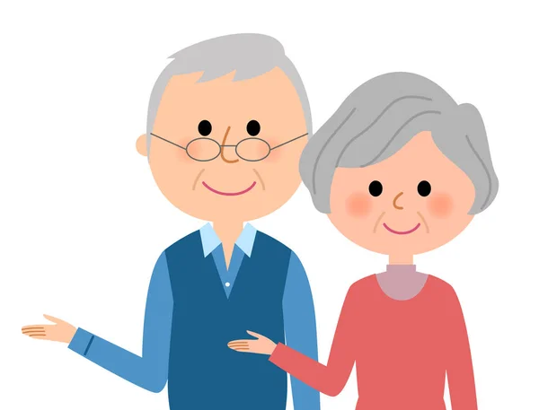 Bejaarde Echtpaar Beschrijving Illustratie Van Een Senior Paar Uit Leggen — Stockvector