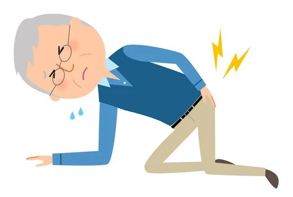 Elderly Man Low Back Pain Illustration Elderly Man Whose Waist — Stock Vector