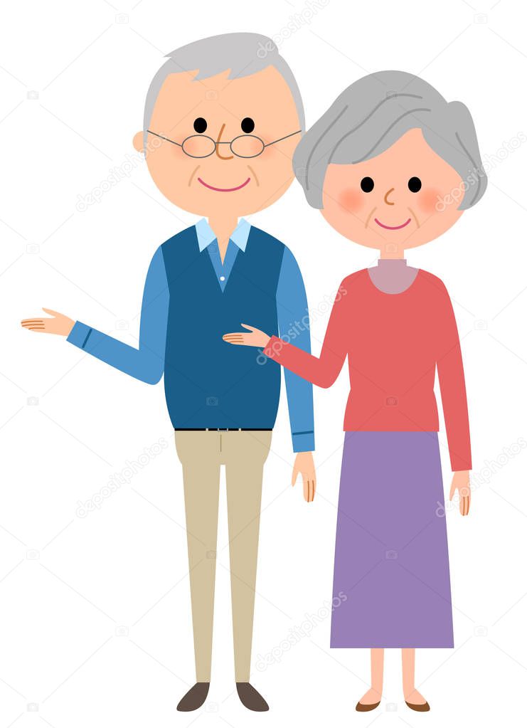 Elderly couple, Description/Illustration of a senior couple to explain.