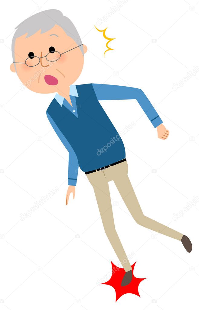 Elderly man, Stumble/It is an illustration of an elderly man stumble.