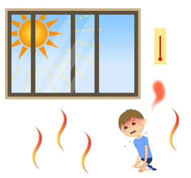 Güneş çarpması ile bir çocuk / güneş çarpması çocuklar bir örnektir.