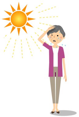 Yaşlı kadın için büyük olasılıkla güneş çarpması haline / ısı inme mi yaşlı bir kadın bir örnektir.