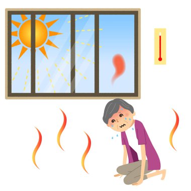 Yaşlı kadın sıcak çarpması oldu / ısı inme oldu yaşlı bir kadın bir örnektir.