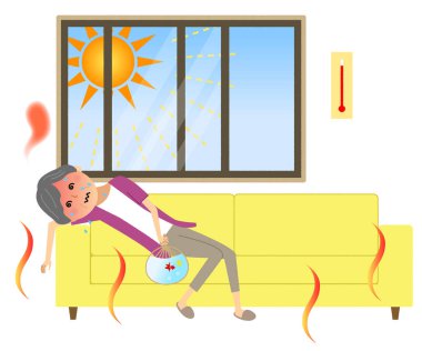 Yaşlı kadın sıcak çarpması oldu / ısı inme oldu yaşlı bir kadın bir örnektir.