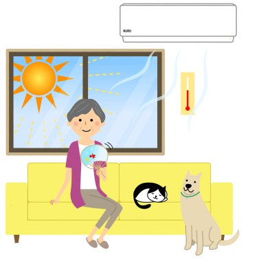 Yaşlı kadın serin odada / odadaki serin olan yaşlı bir kadın bir örnektir.