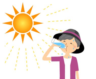 Yaşlı kadın hidrasyon besleme / nemlendirme sağlar yaşlı bir kadın bir örnektir.