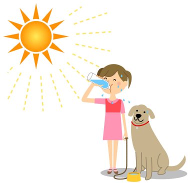 Bir köpek bir köpek güneşli bir günde bir kız bir güneşli gün/örnek üzerinde bir kız.