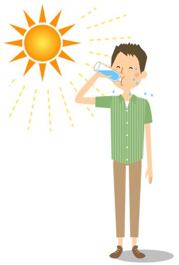 Genç besleme hidrasyon man / nemlendirme sağlayan bir genç adam bir örnektir.