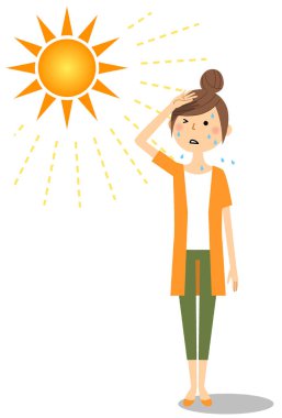 Olasılığı olan bir genç kadın güneş çarpması haline / ısı inme mi bir genç kadının gösteren bir örnek bulunmaktadır.