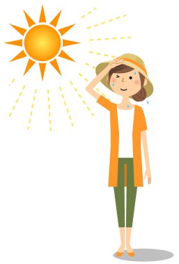 It is an illustration of an young woman who goes out wearing a hat.Young woman going out wearing a hat/