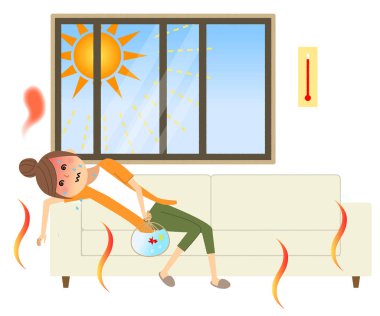 Genç kadın sıcak çarpması oldu / ısı inme oldu bir genç kadının gösteren bir örnek bulunmaktadır.