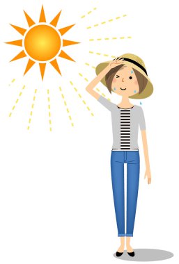 It is an illustration of an young woman who goes out wearing a hat.Young woman going out wearing a hat/