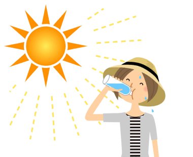 Young woman feeding hydration/It is an illustration of an young woman who supplies hydration. clipart