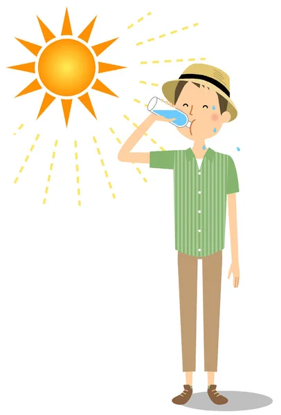 Jeune Homme Nourrissant Hydratation Est Une Illustration Jeune Homme Qui — Image vectorielle