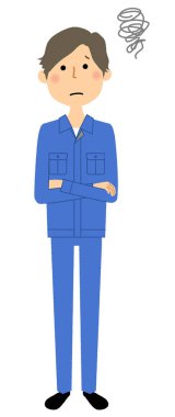 Genç adam, çalışma endişe / sorunlu bir erkek işçinin gösteren bir örnek bulunmaktadır.