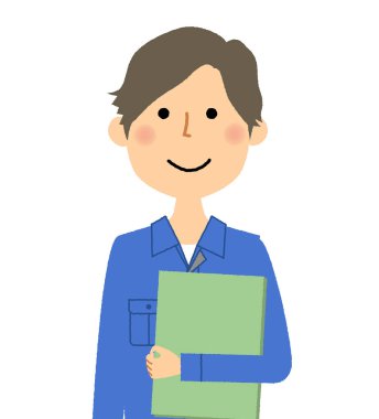 Genç adam, dosya/illüstrasyon bir dosyayla bir erkek işçinin çalışma.