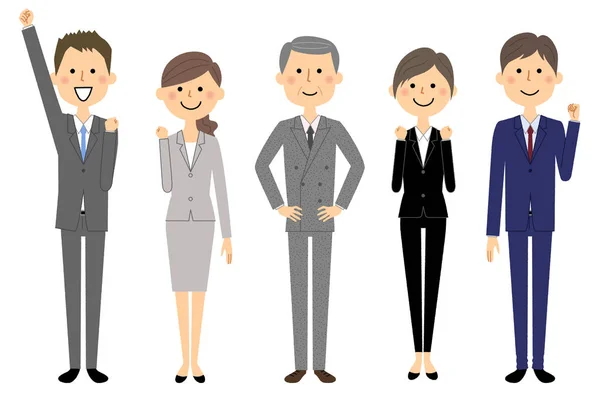 Equipo Negocios Gente Traje Gente Traje Una Ilustración Equipo Negocios — Vector de stock