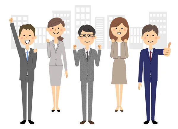 Equipo Negocios Gente Traje Gente Traje Una Ilustración Equipo Negocios — Vector de stock