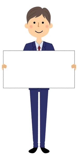 Affärsman White Board Illustration Affärsmannen Med Whiteboard — Stock vektor