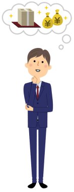 İşadamı, kim çok para hayal genç işadamı büyük maliyet/illüstrasyon.