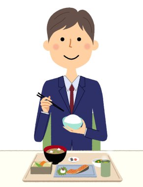 İşadamı, işadamı yemek yemek/illüstrasyon.