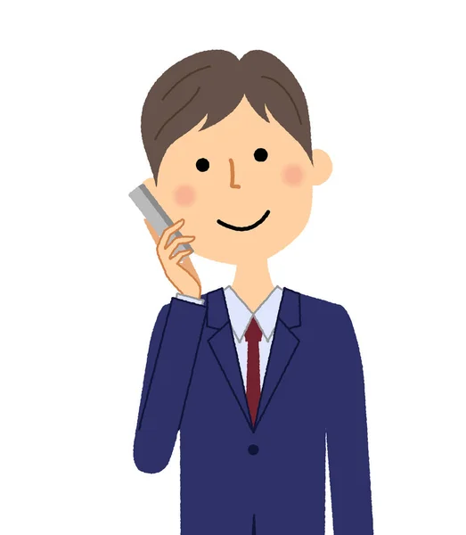 Podnikatel Telefon Ilustrace Podnikatel Který Komunikuje Prostřednictvím Telefonu — Stockový vektor
