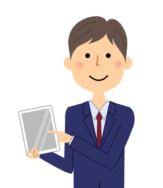 Empresário Tablet Uma Ilustração Empresário Com Tablet — Vetor de Stock