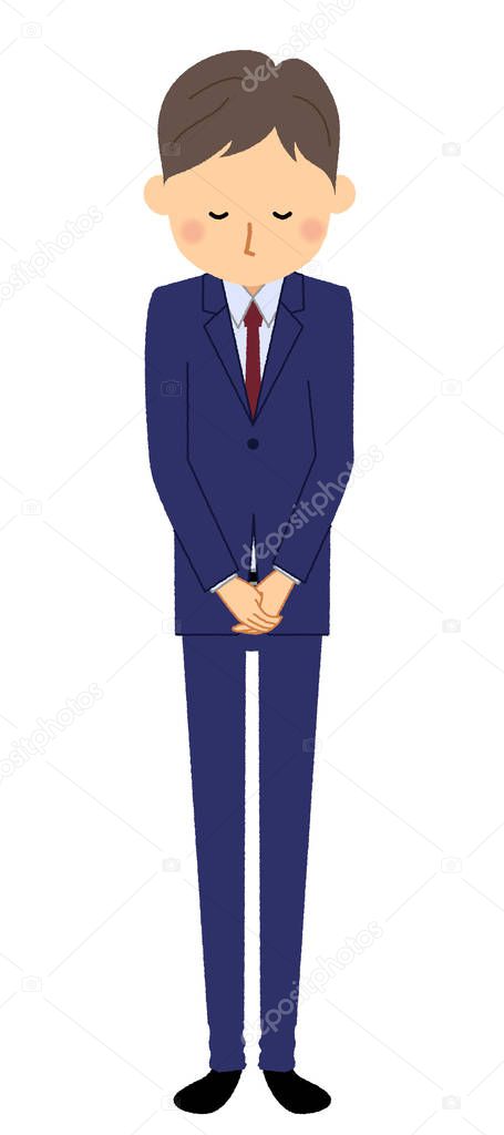 Businessman,Bow/It is an illustration of a businessman in a suit to bow.