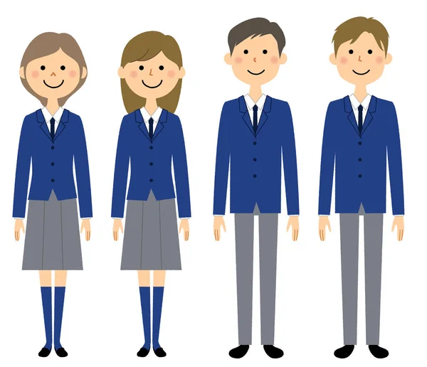 Uniform Student High School Student Illustrationer Studenter Bär Uniformer — Stock vektor