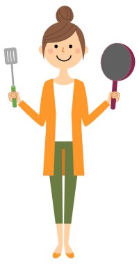 Genç kadın, Anne, yemek / yemek yapan genç bir kadın bir örnektir.