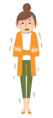 Genç kadın, Anne, Chilly/illüstrasyon titreme duygu genç bir kadın.