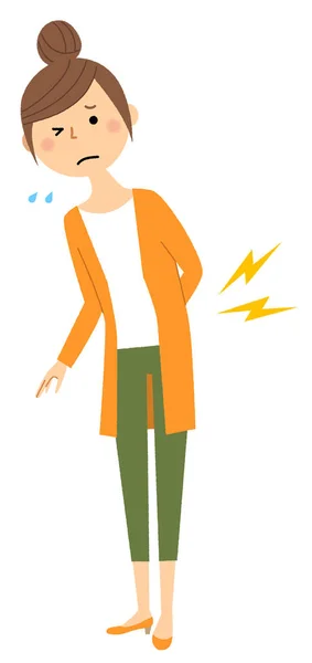 Young woman,mama, Backache/It is a young woman of backache. — Stock Illustration Young Woman Mama Backache Young Woman Backache Vector Graphics