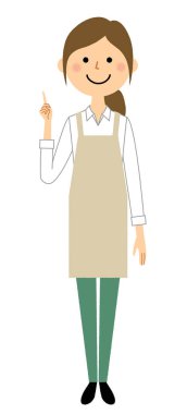 Önlük, bir önlük giyen parmak işaret/A kadın giyen kadın bir parmak bir örnektir.