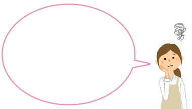 Önlük, boş metin balon, balon giyen kadın / bu bir balon örnek bir önlük giyen bir kadın.