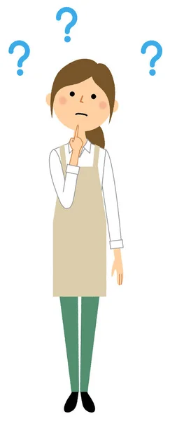 Woman wearing apron,Doubt/A woman wearing an apron is an illustration feels doubtful. — Stock Illustration Woman Wearing Apron Doubt Woman Wearing Apron Illustration Feels Doubtful Stock Vector