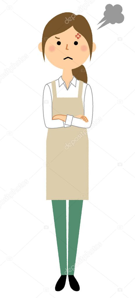 Woman wearing apron,Anger/ woman in an apron is an angry illustration.