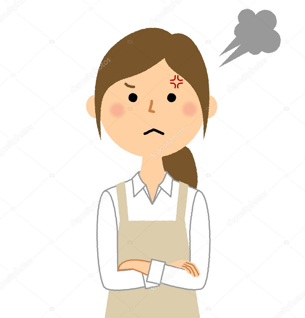 Woman wearing apron,Anger/ woman in an apron is an angry illustration.