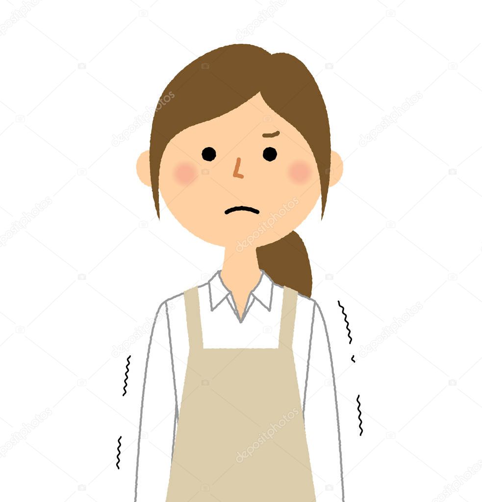 Woman wearing apron,Regrettable/A woman in an apron is a shameful illustration.