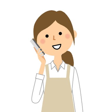 Önlük, akıllı telefon/bu giyen kadın bir önlük giyen bir kadın arıyor gösteren bir örnek bulunmaktadır.