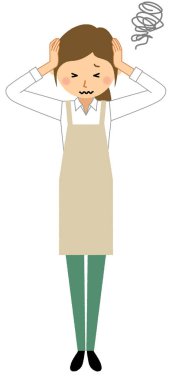 Kafa/A kadın bir önlük içinde tutmak için önlük giyen kadın başını tutan bir örnektir.