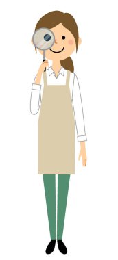 / Bu Büyüteç seyir bir önlük giyen bir kadın bir örnektir.