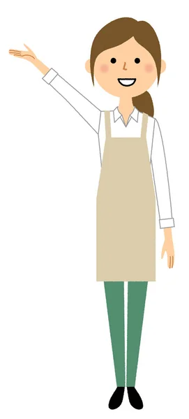 Woman Wearing Apron Explanation Illustration Guided Woman Wearing Apron — Διανυσματικό Αρχείο