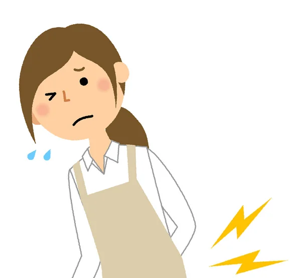 Woman wearing apron, Backache/A woman wearing an apron is an illustration that will become backache. — Stock Illustration Woman Wearing Apron Backache Woman Wearing Apron Illustration Become Backache Royalty Free Stock Illustrations