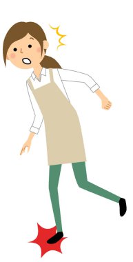 Woman wearing apron, Stumble/A woman wearing an apron is an illustration that stumble.