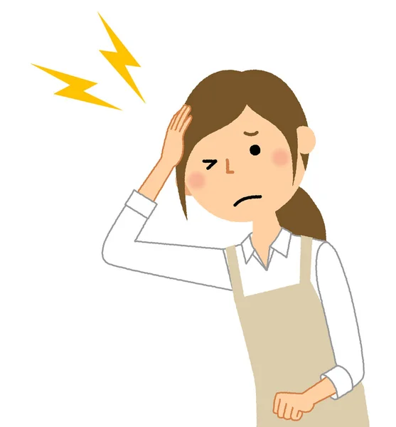 Woman Wearing Apron Headache Woman Apron Illustration Has Become Headache — Stock Vector