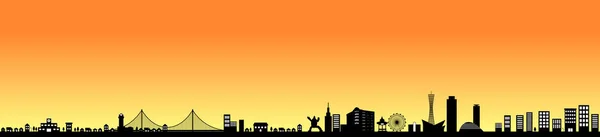 Kobe Japan Ist Eine Japanische Stadt Kobe Silhouette Illustration — Stockvektor