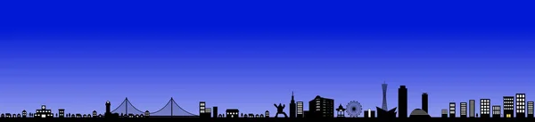 Kobe Japan Ist Eine Japanische Stadt Kobe Silhouette Illustration — Stockvektor