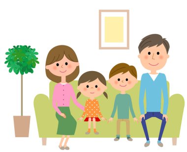 Oturur ailesinin bir kanepenin üzerinde aşağı ve rahatlatır / Oturur ailesinin bir örnek bir kanepenin üzerinde aşağı ve rahatlatır.