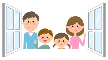 Pencereden dışarı bakmak için aile / pencereden dışarı bakar bir aile bir örnektir.