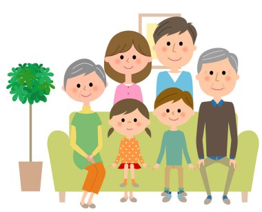 Oturur ailesinin bir kanepenin üzerinde aşağı ve rahatlatır / Oturur ailesinin bir örnek bir kanepenin üzerinde aşağı ve rahatlatır.